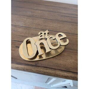 1970s “At Once” Brass Paper Clip Paper‎ Holder Retro Kitsch Office Decor